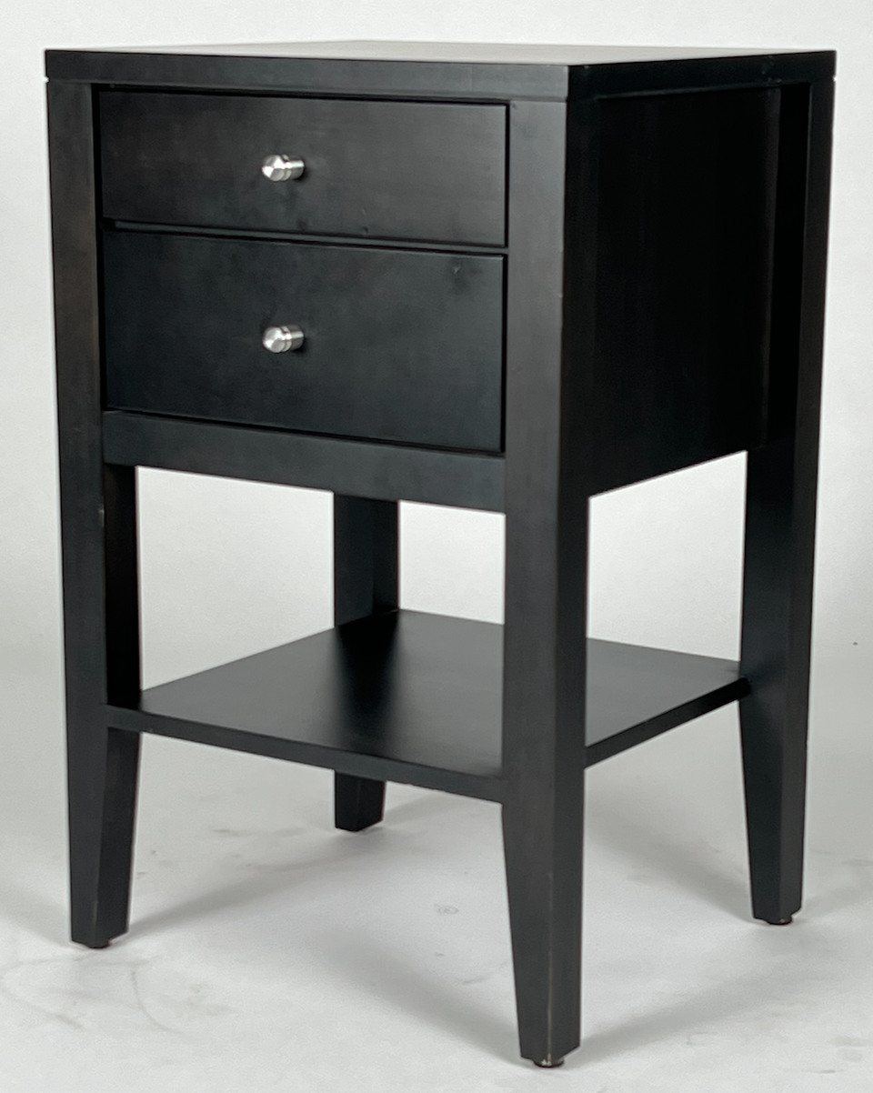 Black wood night stand with 2 drawers