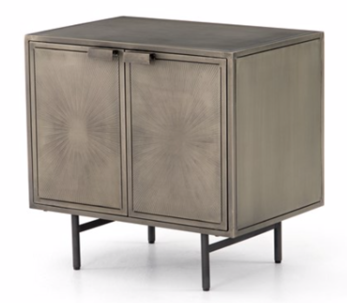 Sunburst antique nickel finish night stand